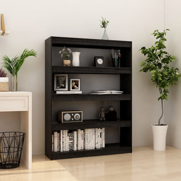 NNEVL Book Cabinet/Room Divider Black 100x30x135.5 cm Solid Pinewood