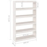 NNEVL Book Cabinet/Room Divider White 100x30x167.5 cm Solid Pinewood