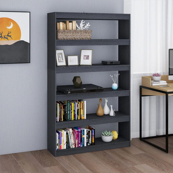 NNEVL Book Cabinet/Room Divider Grey 100x30x167.5 cm Solid Pinewood
