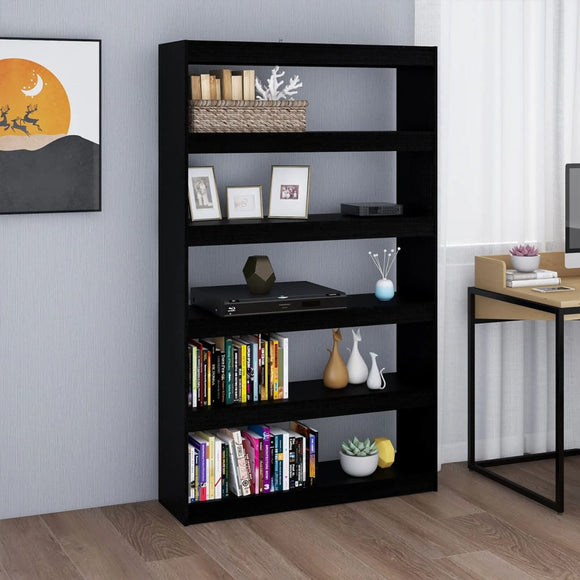 NNEVL Book Cabinet/Room Divider Black 100x30x167.5 cm Solid Pinewood