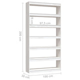 NNEVL Book Cabinet/Room Divider White 100x30x200 cm Solid Pinewood