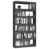 NNEVL Book Cabinet/Room Divider Grey 100x30x200 cm Solid Pinewood
