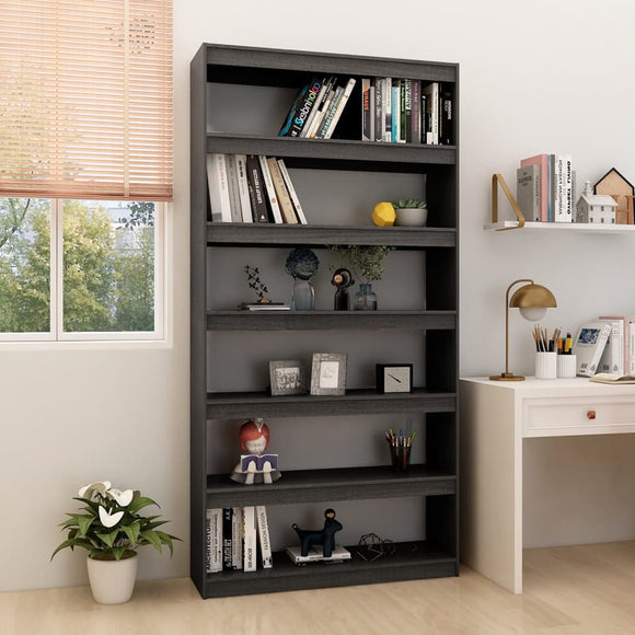 NNEVL Book Cabinet/Room Divider Grey 100x30x200 cm Solid Pinewood