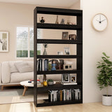 NNEVL Book Cabinet/Room Divider Black 100x30x200 cm Solid Pinewood