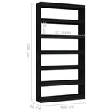 NNEVL Book Cabinet/Room Divider Black 100x30x200 cm Solid Pinewood