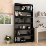 NNEVL Book Cabinet/Room Divider Black 100x30x200 cm Solid Pinewood