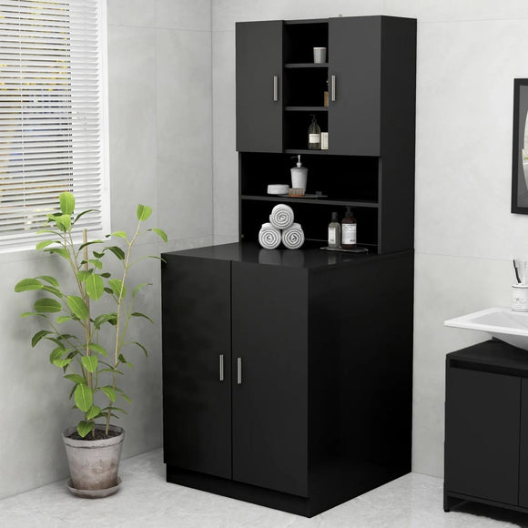 NNEVL Washing Machine Cabinet Black 70.5x25.5x90 cm