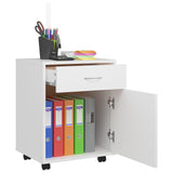 NNEVL Rolling Cabinet White 45x38x54 cm Chipboard