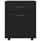 NNEVL Rolling Cabinet Black 45x38x54 cm Chipboard