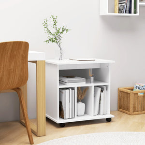 NNEVL Rolling Cabinet White 60x45x60 cm Chipboard