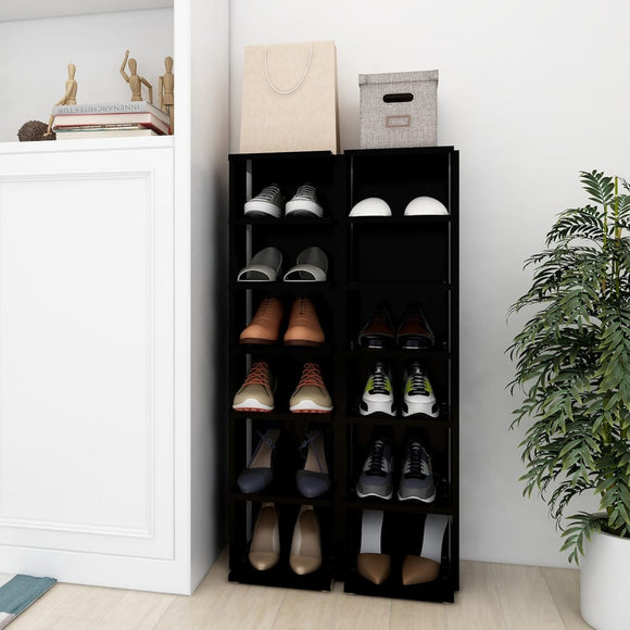 NNEVL Shoe Cabinets 2 pcs Black 25x27x102 cm
