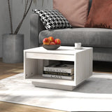 NNEVL Coffee Table White 50x50x33.5 cm Solid Pinewood
