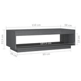 NNEVL Coffee Table Grey 110x50x33.5 cm Solid Pinewood