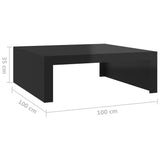 NNEVL Coffee Table High Gloss Black 100x100x35 cm Chipboard