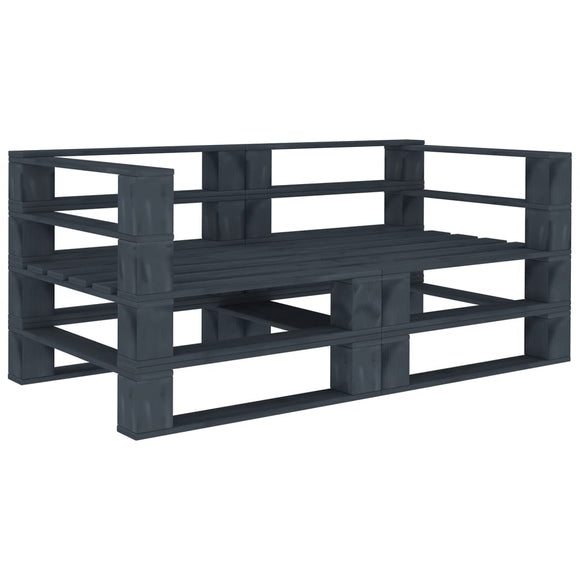 NNEVL Garden 2-Seater Pallet Sofa Grey Solid Pinewood