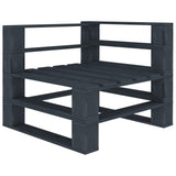 NNEVL Garden 2-Seater Pallet Sofa Grey Solid Pinewood