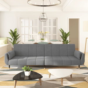 NNEVL 2-Seater Sofa Bed with Two Pillows Light Grey Velvet