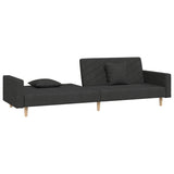 NNEVL 2-Seater Sofa Bed with Two Pillows Black Fabric
