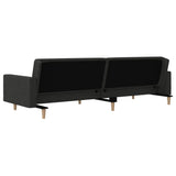NNEVL 2-Seater Sofa Bed with Two Pillows Black Fabric