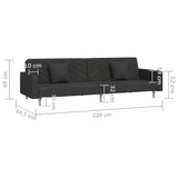 NNEVL 2-Seater Sofa Bed with Two Pillows Black Fabric