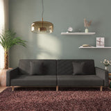 NNEVL 2-Seater Sofa Bed with Two Pillows Black Fabric