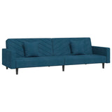 NNEVL 2-Seater Sofa Bed with Two Pillows Blue Velvet