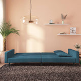 NNEVL 2-Seater Sofa Bed with Two Pillows Blue Velvet