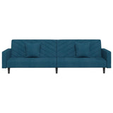 NNEVL 2-Seater Sofa Bed with Two Pillows Blue Velvet
