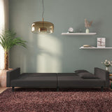NNEVL 2-Seater Sofa Bed with Two Pillows Black Velvet