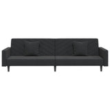 NNEVL 2-Seater Sofa Bed with Two Pillows Black Velvet