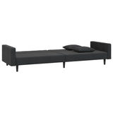 NNEVL 2-Seater Sofa Bed with Two Pillows Black Velvet
