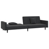 NNEVL 2-Seater Sofa Bed with Two Pillows Black Velvet