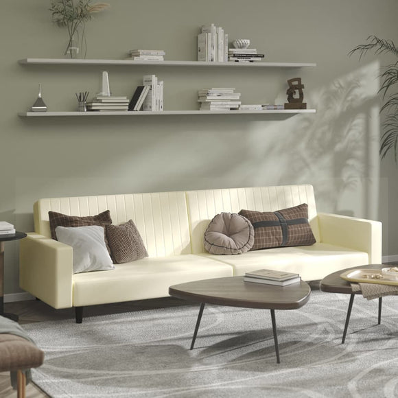 NNEVL 2-Seater Sofa Bed Cream Faux Leather