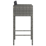 NNEVL Bar Stools 4 pcs with Cushions Grey Poly Rattan