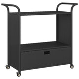 NNEVL Bar Cart with Drawer Black 100x45x97 cm Poly Rattan