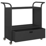 NNEVL Bar Cart with Drawer Black 100x45x97 cm Poly Rattan