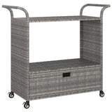NNEVL Bar Cart with Drawer Grey 100x45x97 cm Poly Rattan