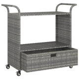 NNEVL Bar Cart with Drawer Grey 100x45x97 cm Poly Rattan