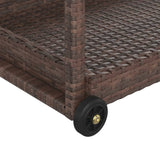 NNEVL Bar Cart Brown 100x45x83 cm Poly Rattan