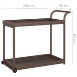 NNEVL Bar Cart Brown 100x45x83 cm Poly Rattan