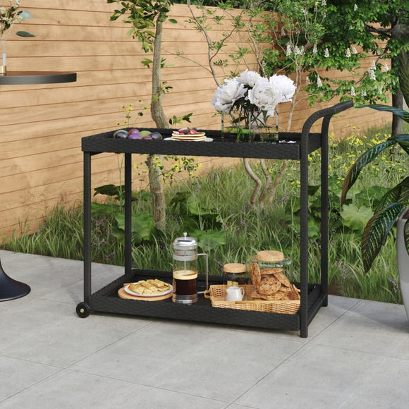 NNEVL Bar Cart Black 100x45x83 cm Poly Rattan