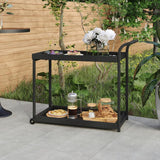 NNEVL Bar Cart Black 100x45x83 cm Poly Rattan