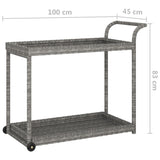 NNEVL Bar Cart Grey 100x45x83 cm Poly Rattan