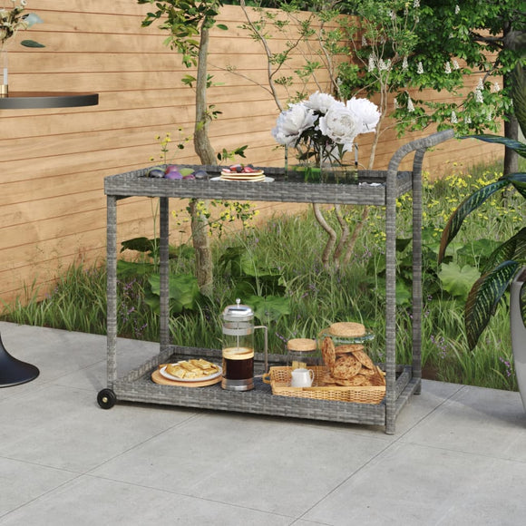 NNEVL Bar Cart Grey 100x45x83 cm Poly Rattan