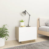 NNEVL Bedside Cabinet White and Sonoma Oak 100x35x40 cm Engineered Wood