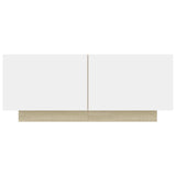 NNEVL Bedside Cabinet White and Sonoma Oak 100x35x40 cm Engineered Wood