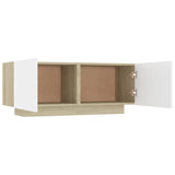 NNEVL Bedside Cabinet White and Sonoma Oak 100x35x40 cm Engineered Wood