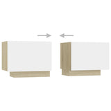 NNEVL Bedside Cabinet White and Sonoma Oak 100x35x40 cm Engineered Wood