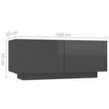 NNEVL Bedside Cabinet High Gloss Grey 100x35x40 cm Engineered Wood