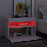 NNEVL Bedside Cabinet & LED Lights White 60x35x40 cm Engineered Wood